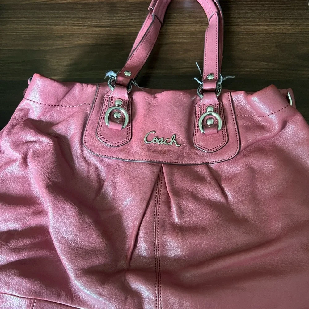 Pink Leather Coach Bag with Matching Wallet - Picture 1 of 3